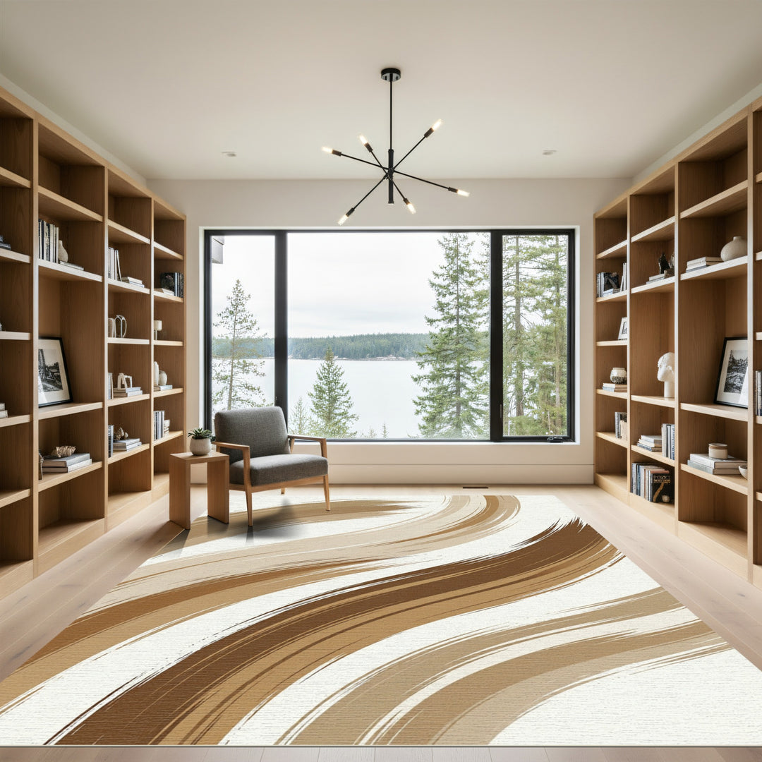 Earthy Tones Brush Stroke Swirl Rug