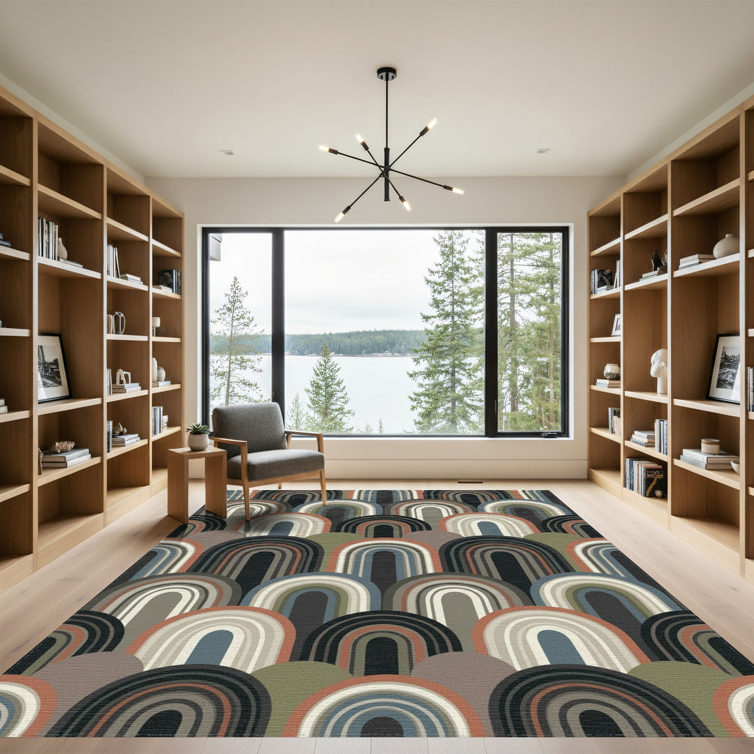 Abstract Arched Layers Earthy Tones Rug