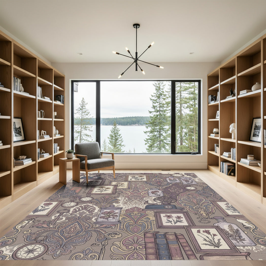 Antique Floral Botanical Collection Collage Rug