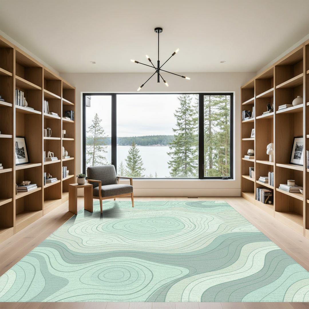 Soft Mint Contour Lines Rug