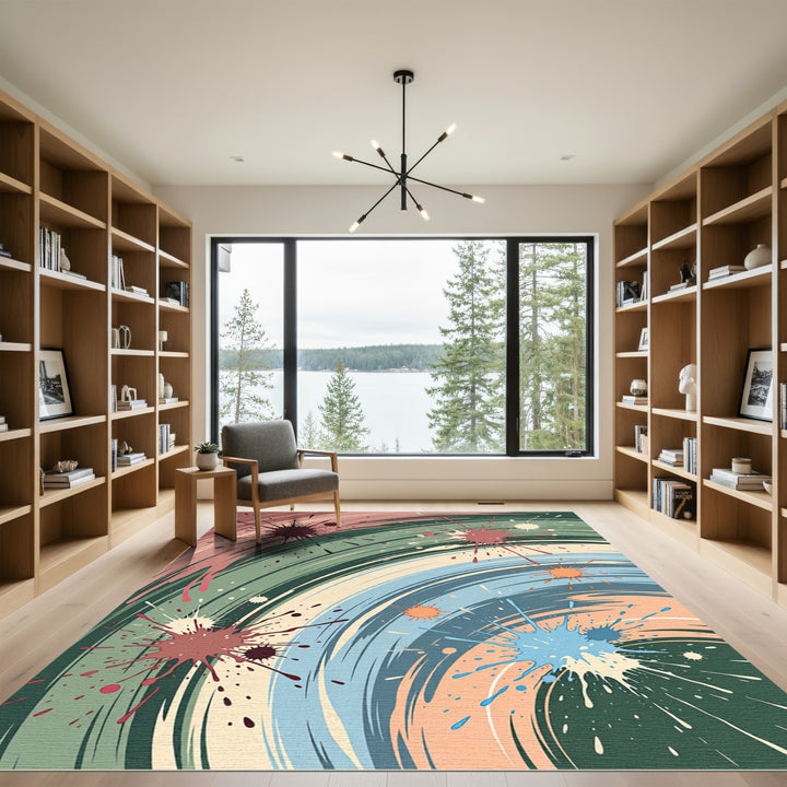 Vibrant Splatter Paint Swirl Rug