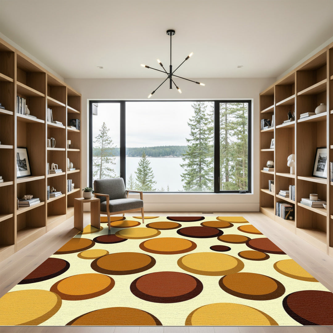 Retro Mid Century Earth Tone Circles Rug
