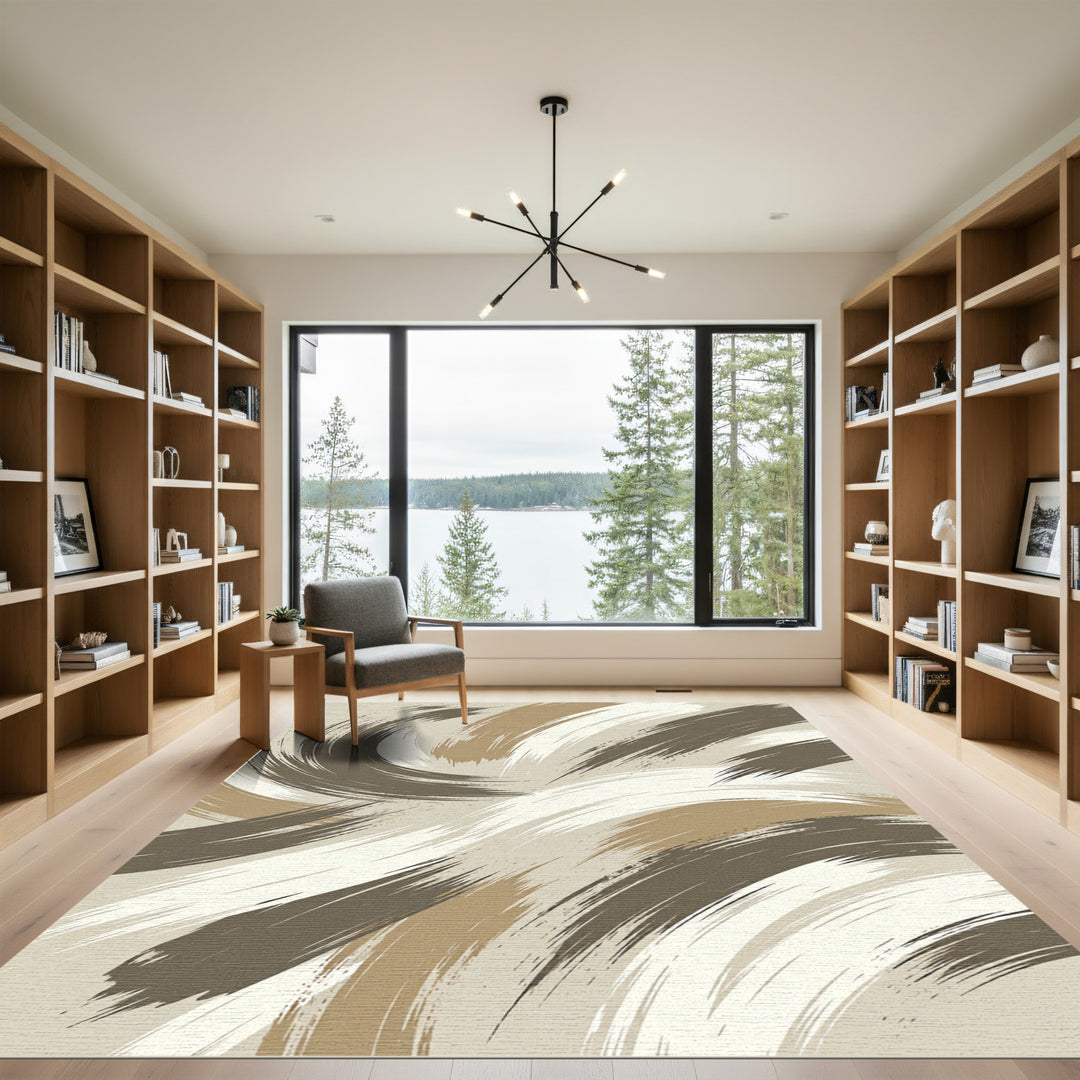 Earthy Abstract Brushstroke Rug