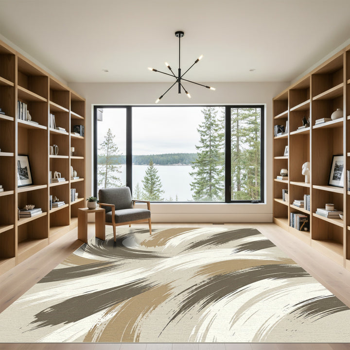 Earthy Abstract Brushstroke Rug