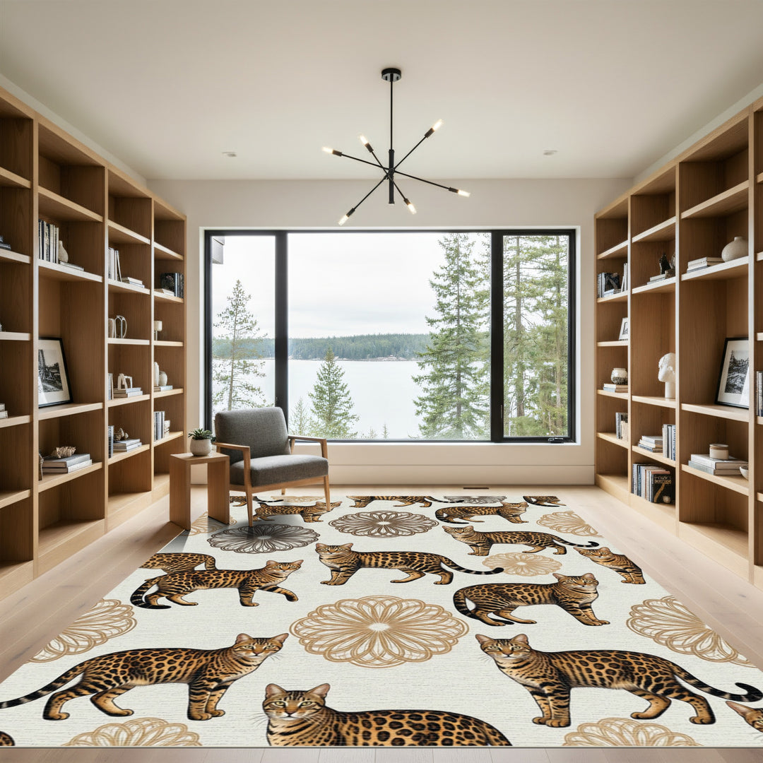 Elegant Bengal Cat Leo Medallion Rug