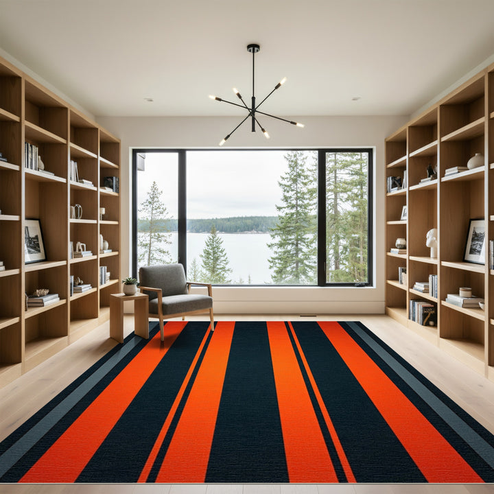 Bold Orange Vertical Stripe Rug