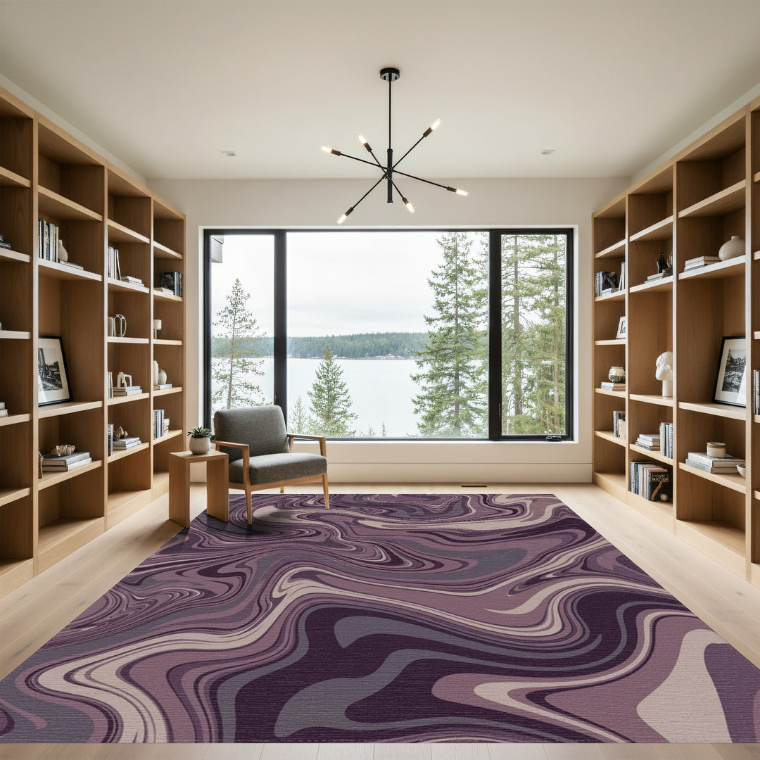 Amethyst Swirl Marble Abstract Rug
