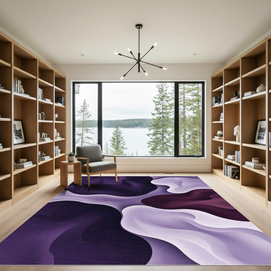 Abstract Purple And Lavender Flow Rug