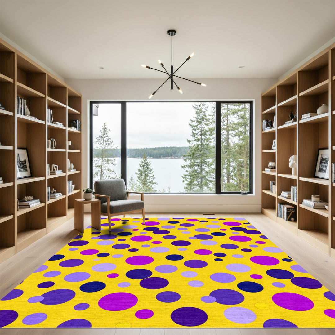 Bright Yellow Polka Dot Circles Rug