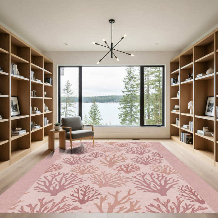 Soft Coral Branch Repeating Wallpaper Rug