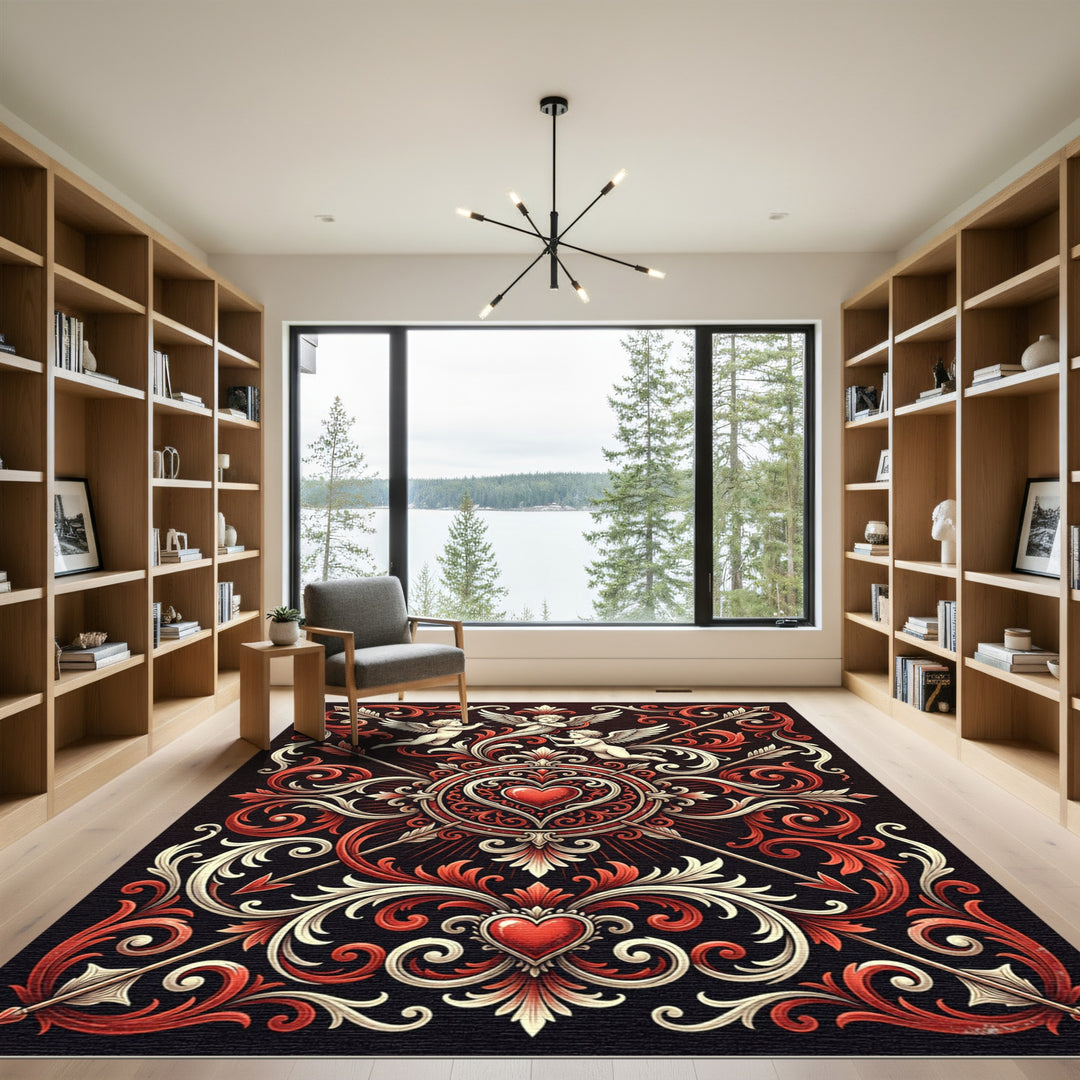 Ornate Valentine Heart Arrows Rug