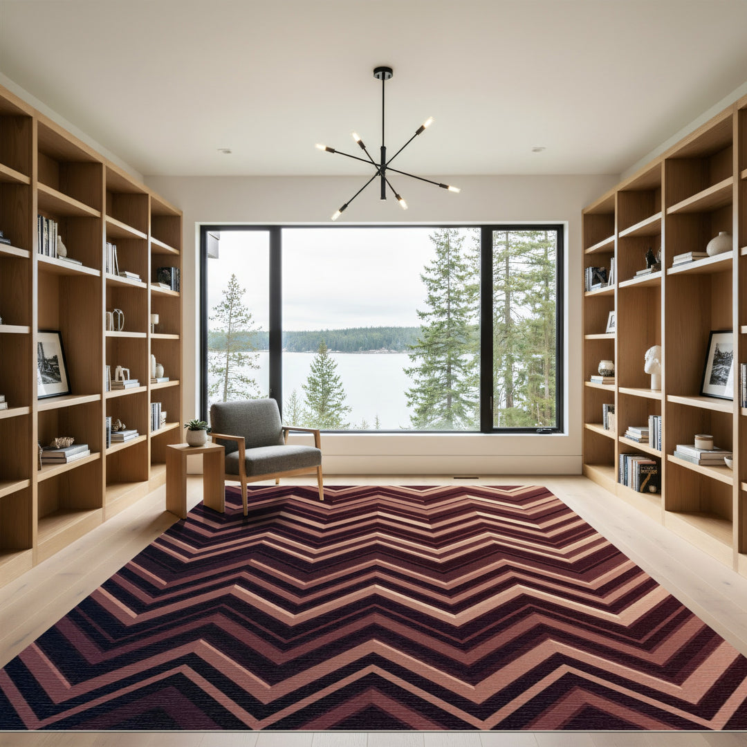 Geometric Chevron Rose Gold Rug
