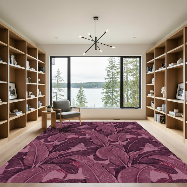 Rich Plum Banana Leaf Canopy Rug