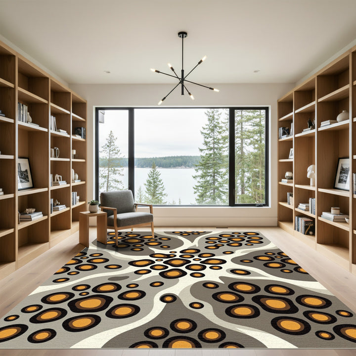 Brown Orange Organic Spots Rug