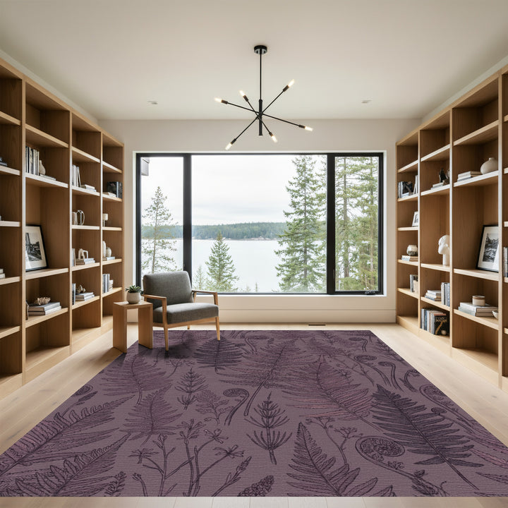 Aubergine Fern Print Woodland Rug