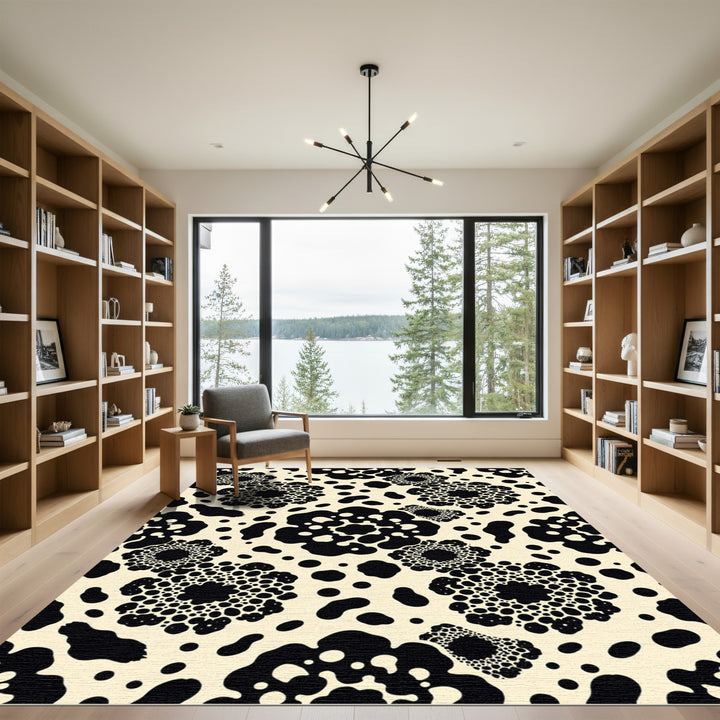 Black Organic Dots and Blobs Rug