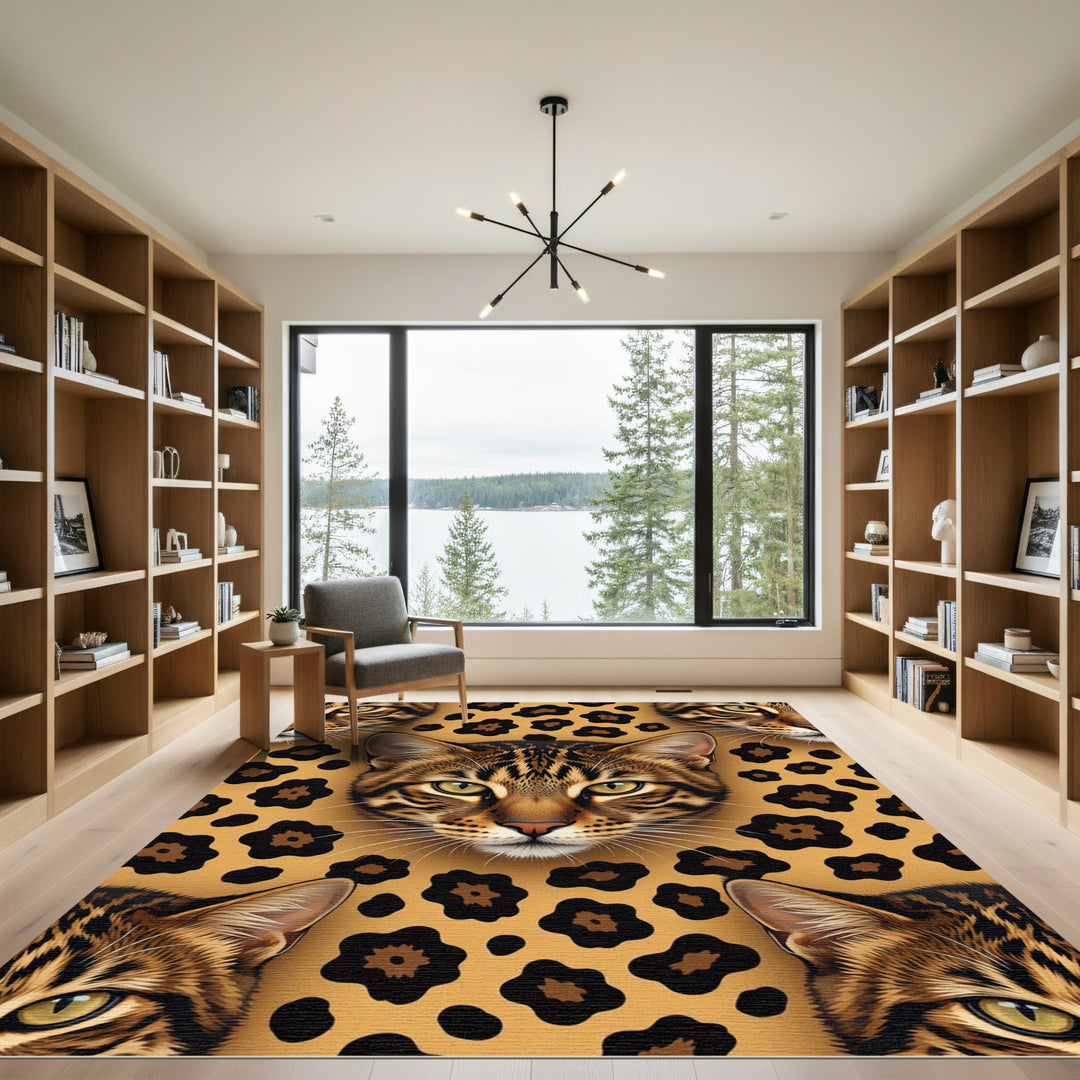 Leopard Head And Spots Rug