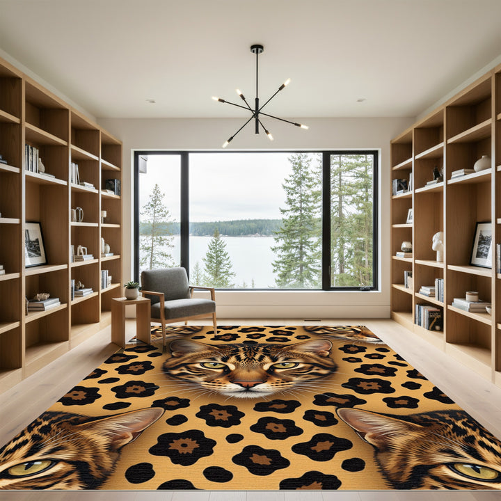 Leopard Head And Spots Rug