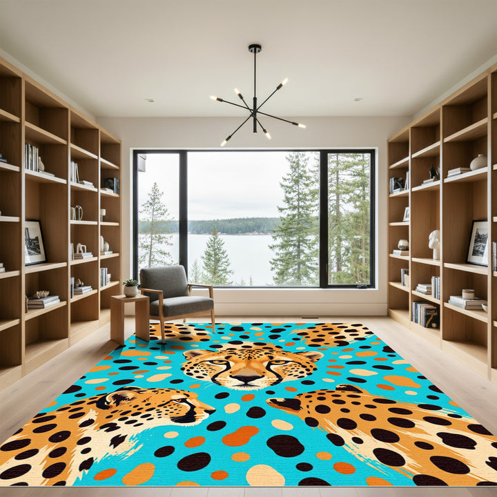 Vibrant Cheetah Spots Abstract Rug