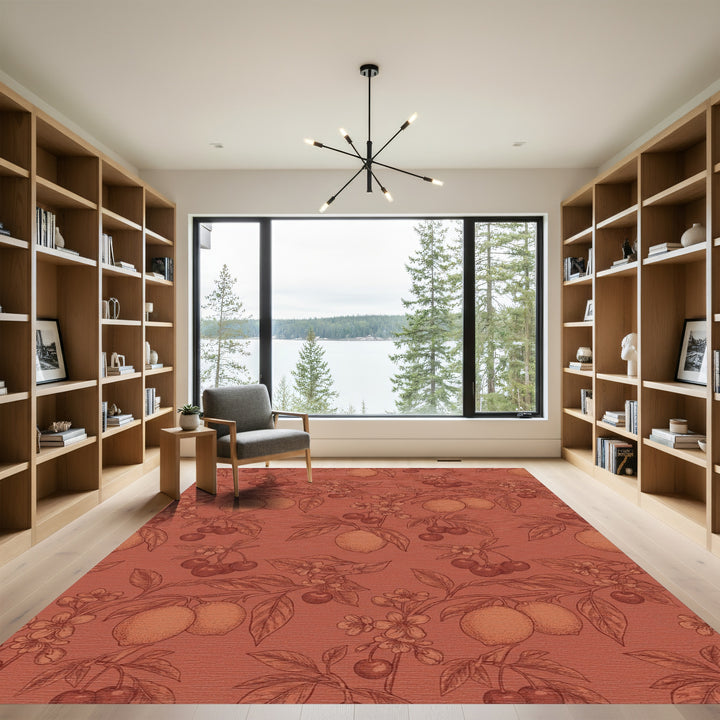Terracotta Cherry and Lemon Branch Rug