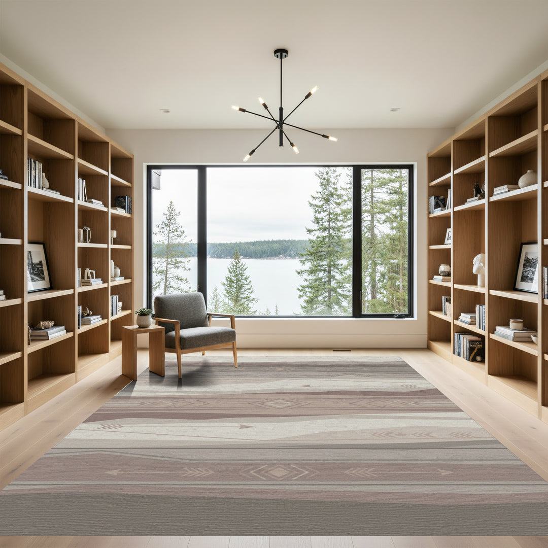 Neutral Earthy Geometric Arrow Rug