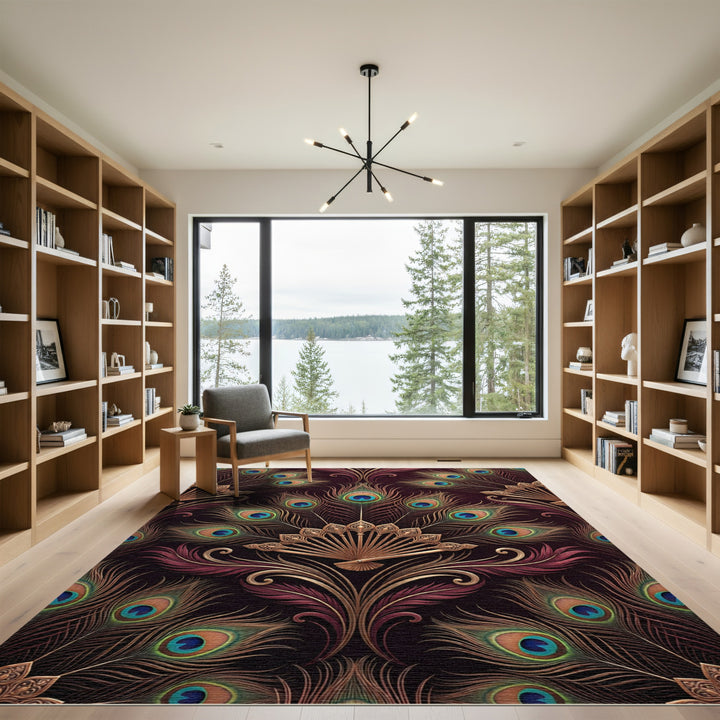 Art Nouveau Peacock Feather Gold Rug