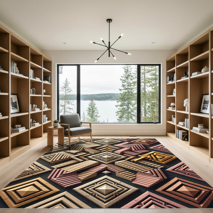 Geometric Staircase Medallion Rug