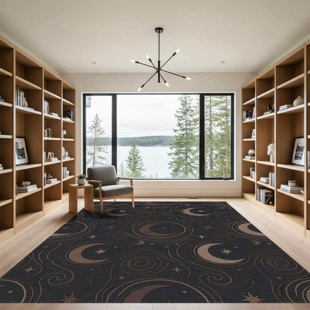 Celestial Moon Star Swirls Rug