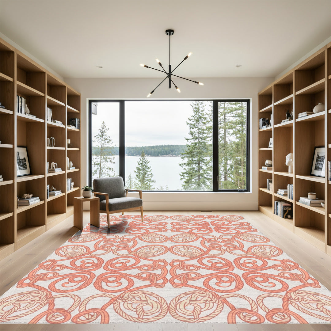 Coral Rope Knot Interlocking Medallion Rug