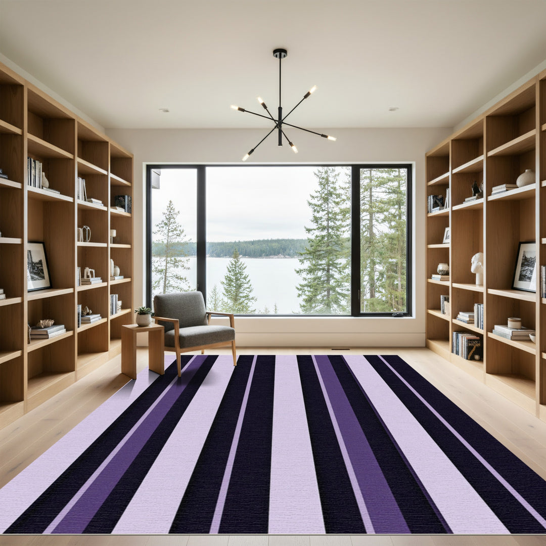 Deep Violet Vertical Stripe Rug