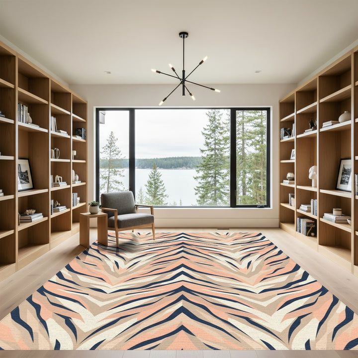 Blush Tan Tiger Stripe Chevron Rug
