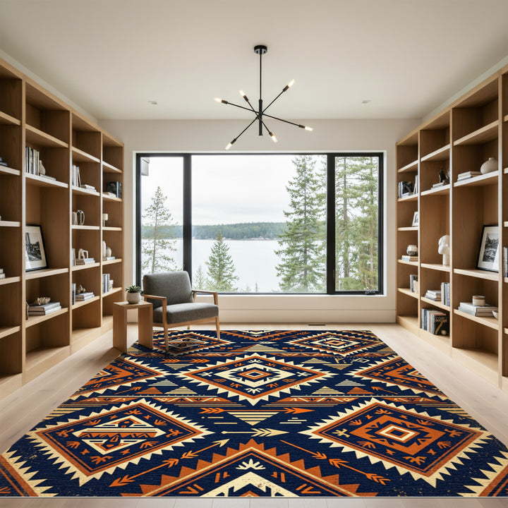Tribal Orange Diamond Navajo Inspired Rug