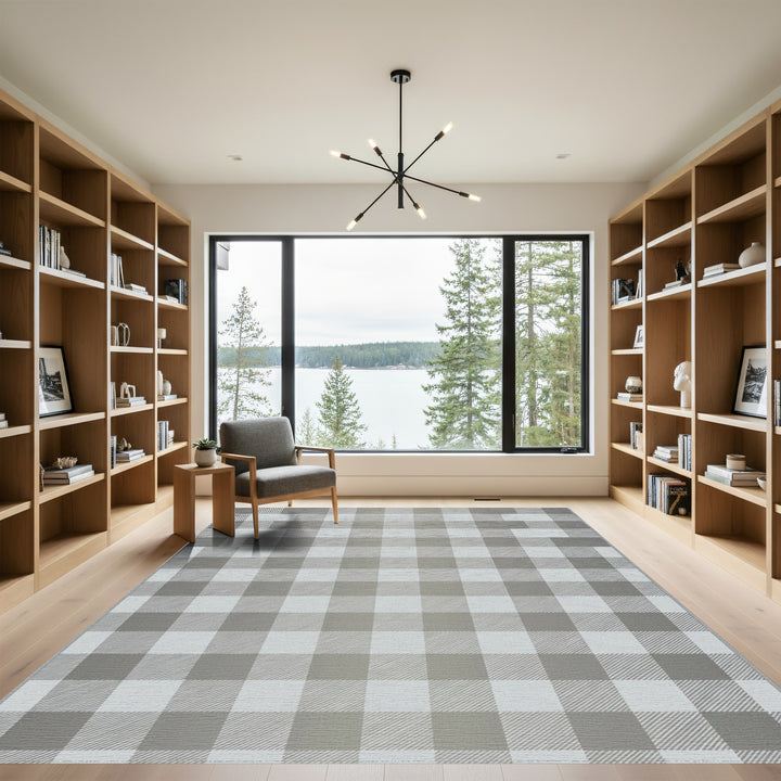 Monochrome Gray Buffalo Check Rug