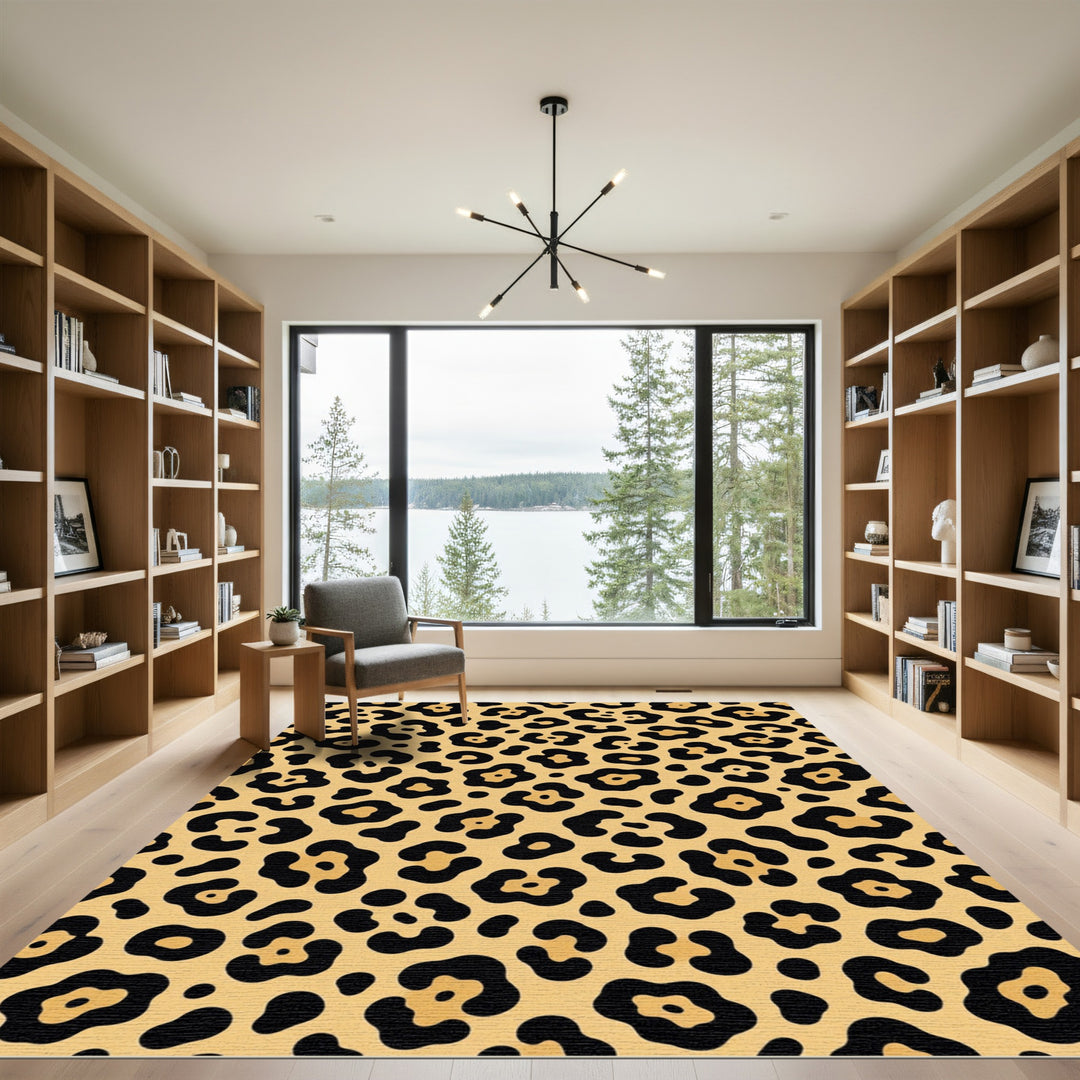 Classic Black Gold Leopard Spot Rug