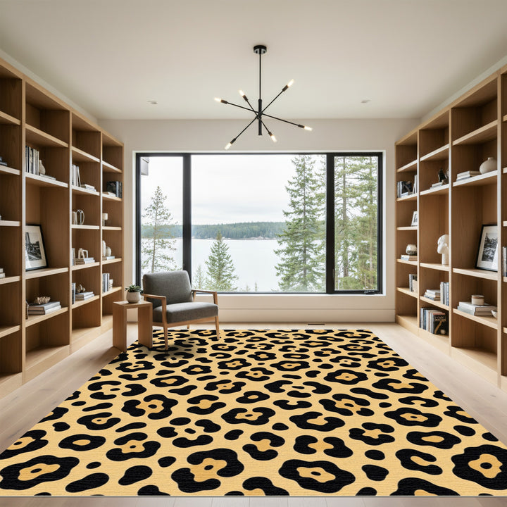 Classic Black Gold Leopard Spot Rug