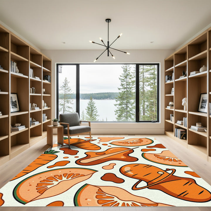 Orange Carrot Melon Splash Rug