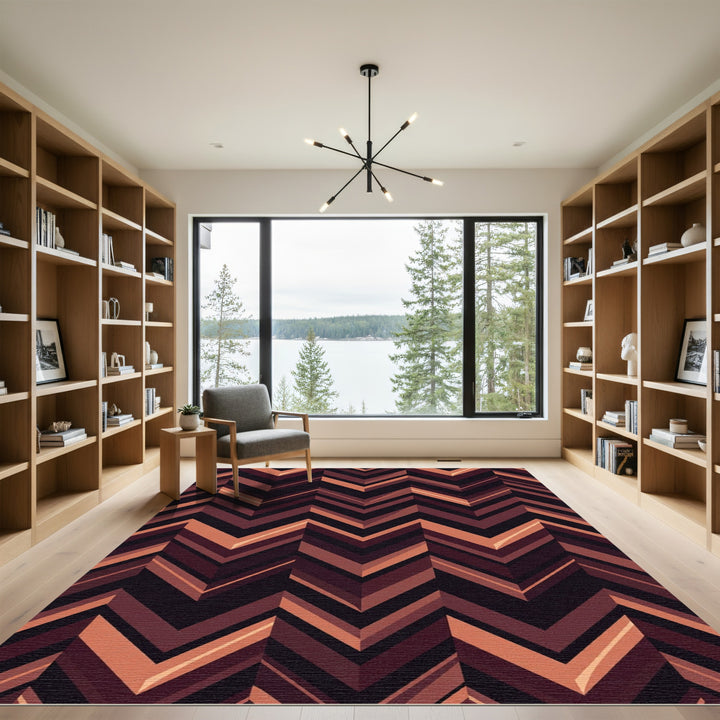 Chevron Terracotta Geometric Rug