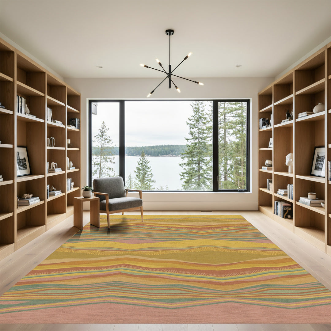 Earthy Toned Wavy Stripe Landscape Rug