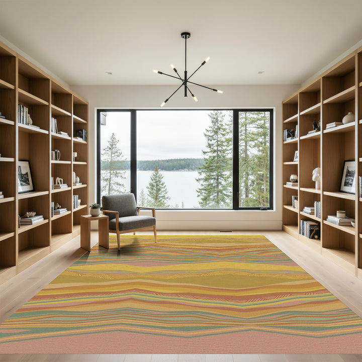 Earthy Toned Wavy Stripe Landscape Rug