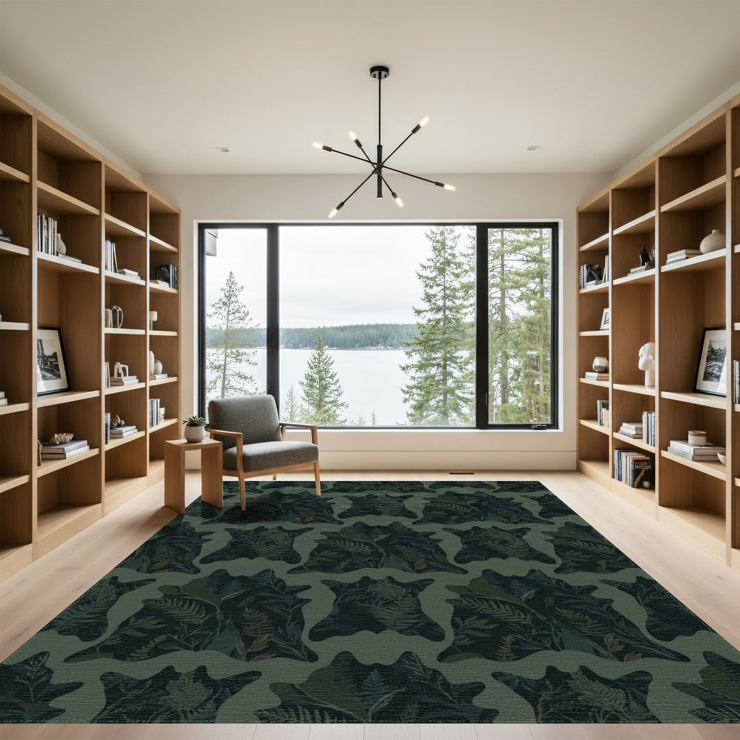 Dark Forest Foliage Animal Pelt Rug