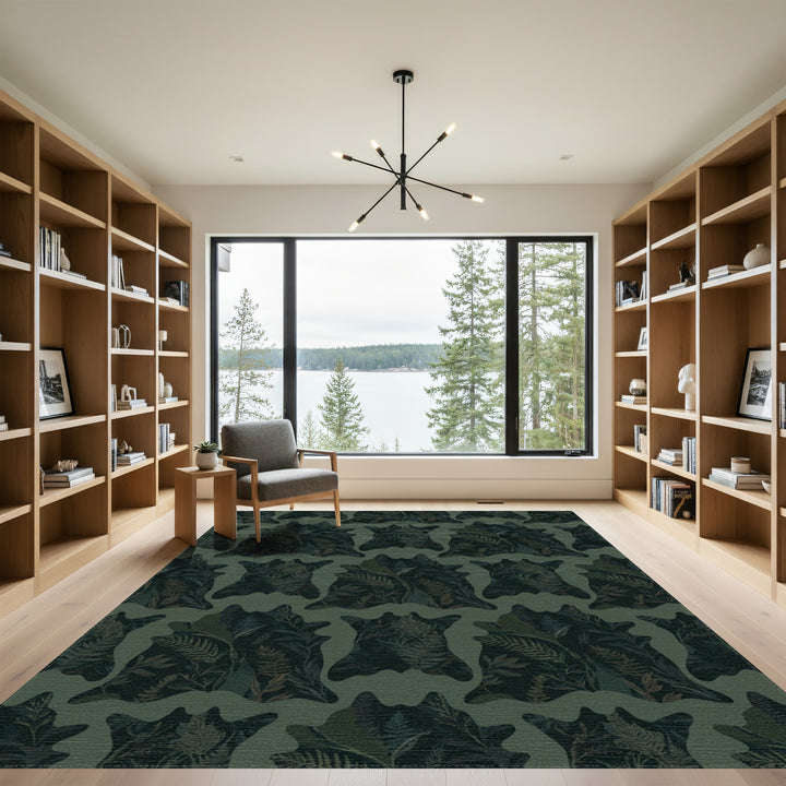 Dark Forest Foliage Animal Pelt Rug