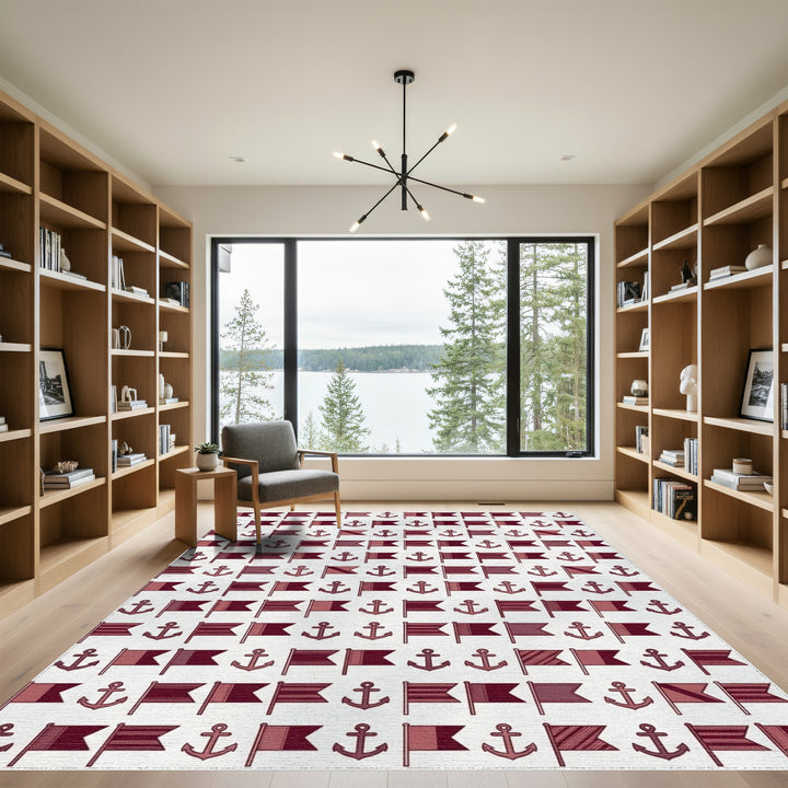 Nautical Flags and Anchors Pattern Rug