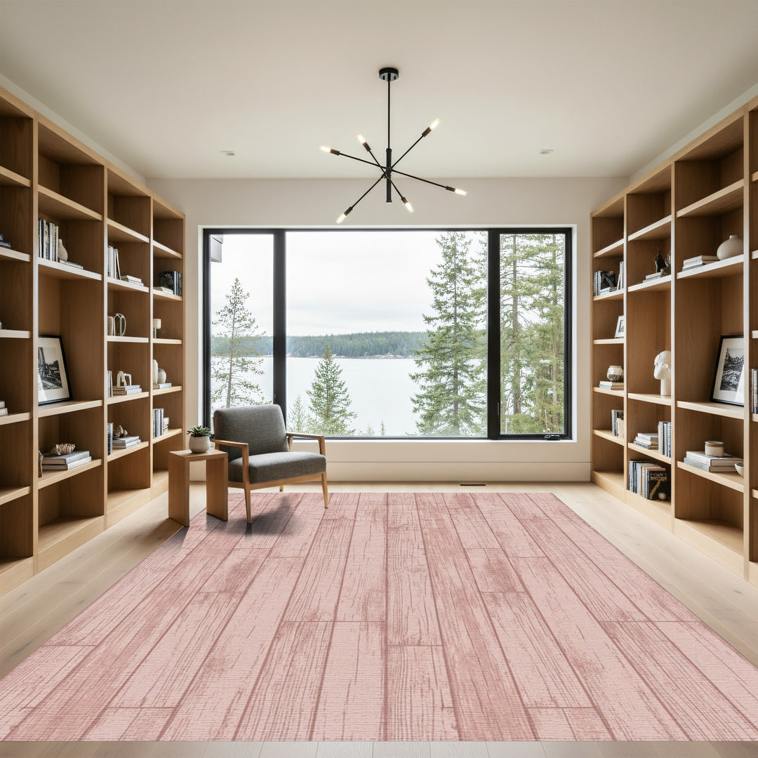 Pale Rose Wood Plank Texture Rug