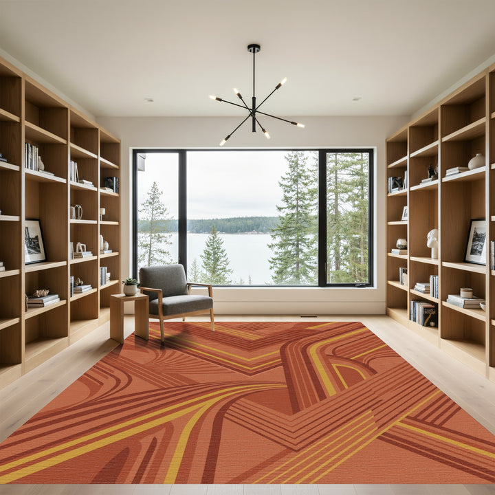 Earthy Terracotta Ribbon Arc Rug