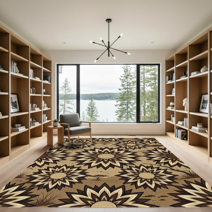 African Sunburst Mandala Rug