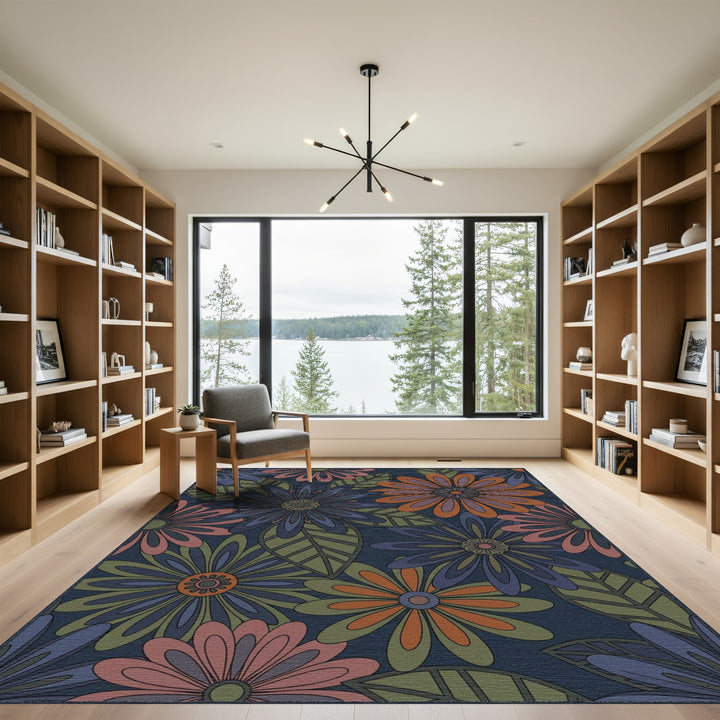 Retro Floral Bloom Collage Rug