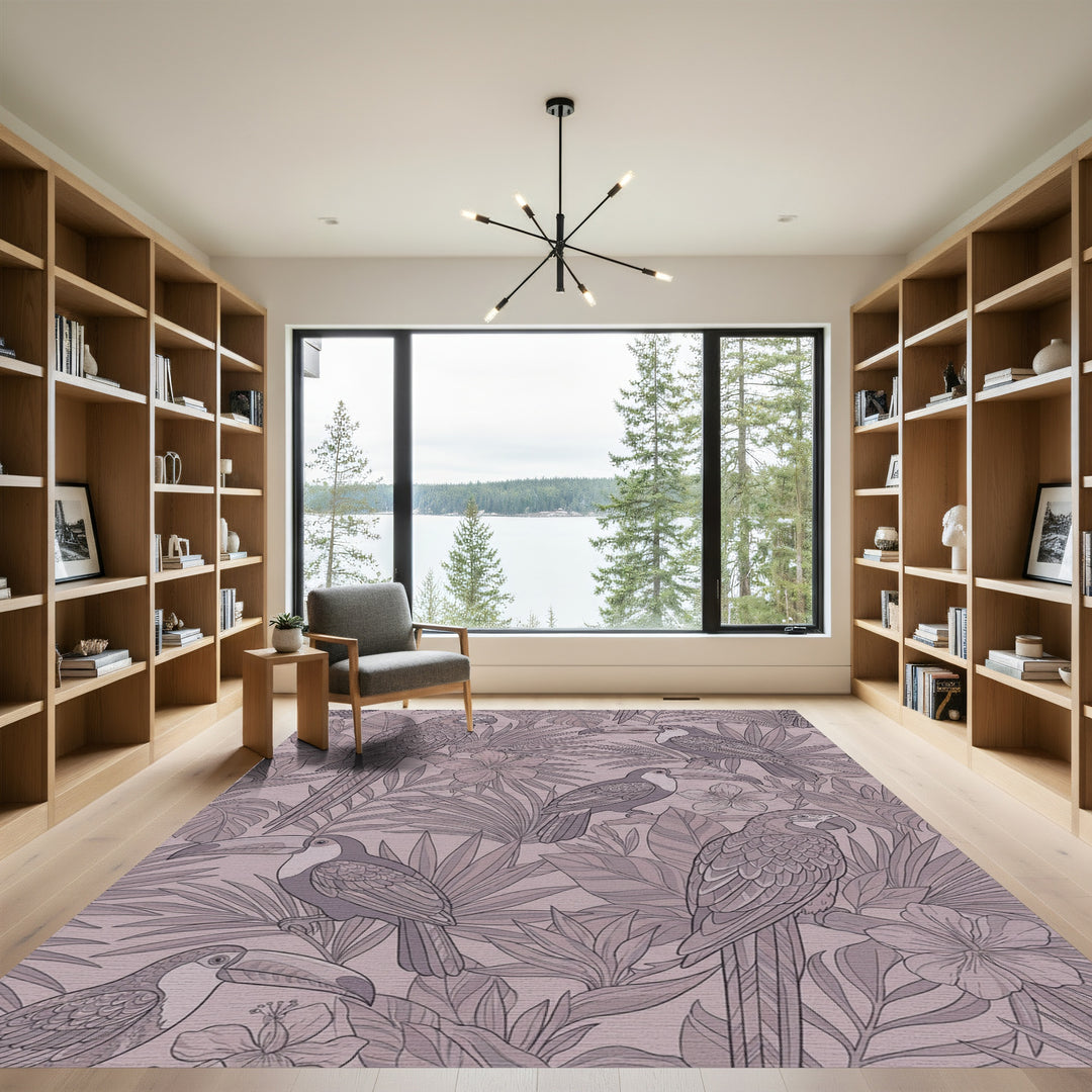 Tropical Jungle Macaw Toucan Lithograph Rug