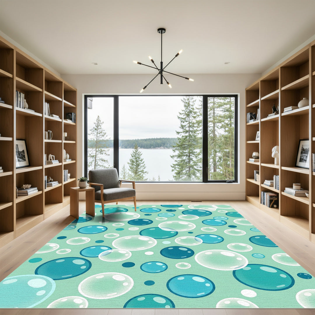 Teal Cyan Bubble Cluster Rug