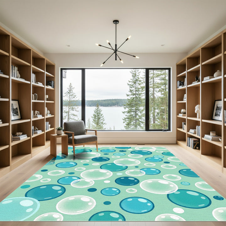 Teal Cyan Bubble Cluster Rug