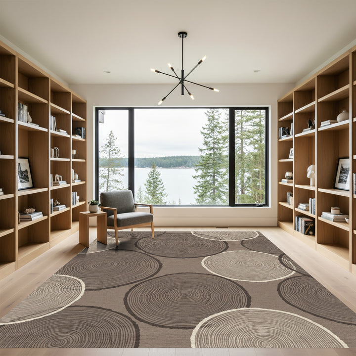 Earthy Tone Wood Slice Circular Rug